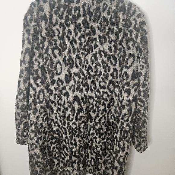 French Connection Gray Animal Print Trench Coat - Picture 3 of 4